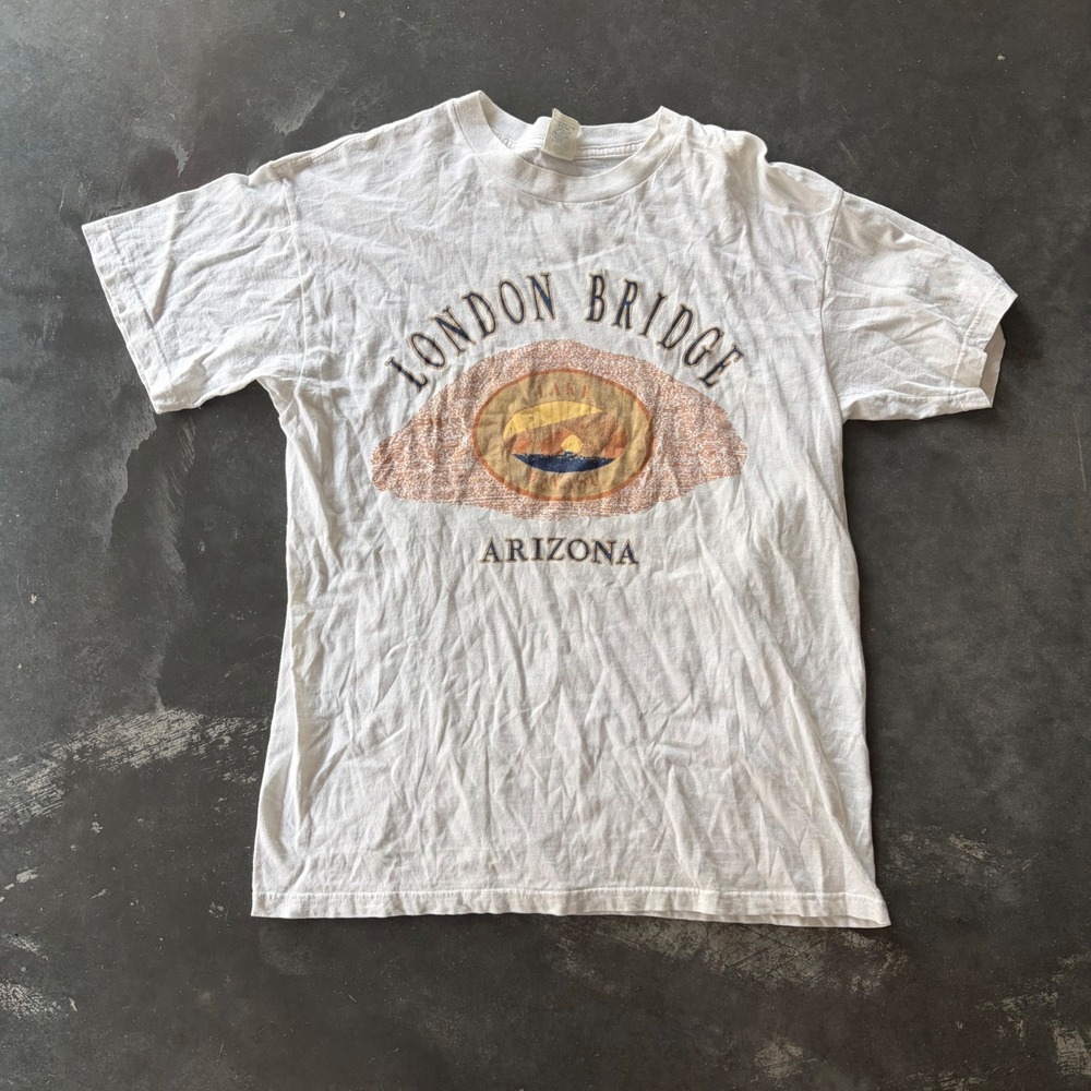 Vintage Evans London Bridge Arizona Graphic T-Shirt White Large RN91722